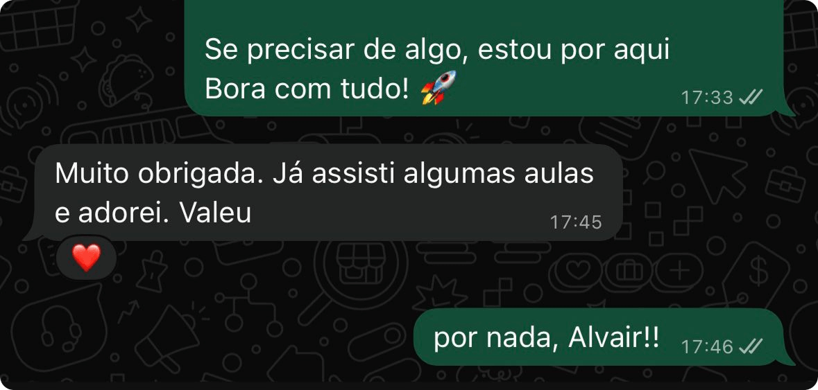 Depoimento de cliente via WhatsApp