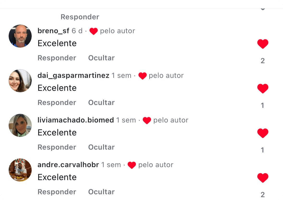Depoimentos de clientes via Instagram